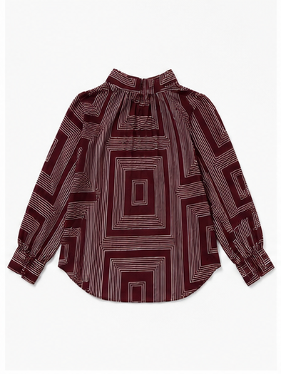 Blusa Borgoña con Estampado Geométrico