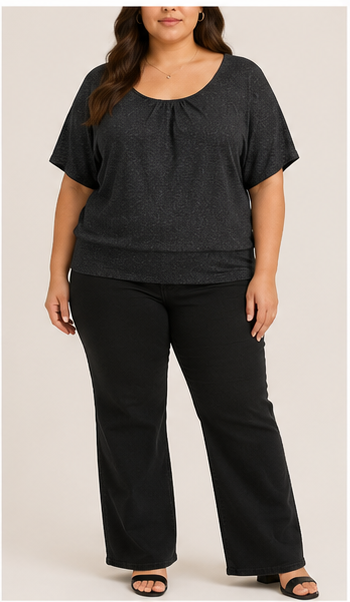 Blusa con Brillo Sutil de Manga Corta