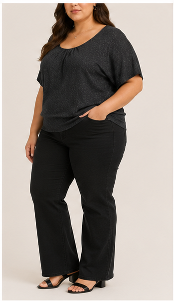 Blusa con Brillo Sutil de Manga Corta