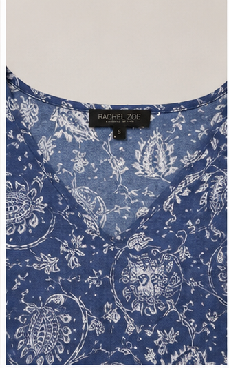 Blusa Estampada de Manga Corta con Escote en V