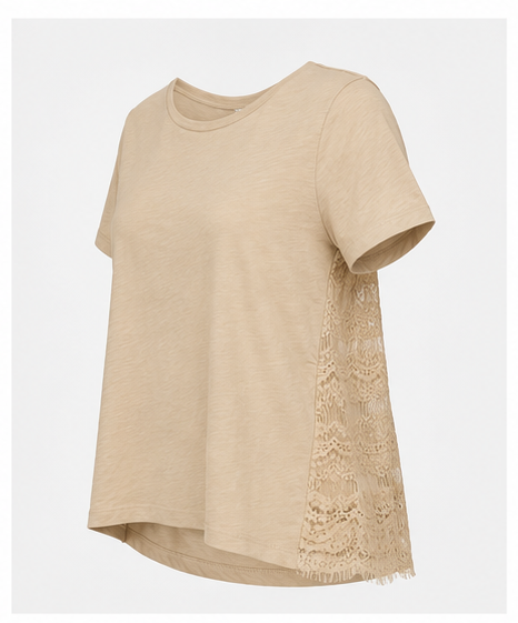 Blusa Básica con Detalles de Encaje para Mujer