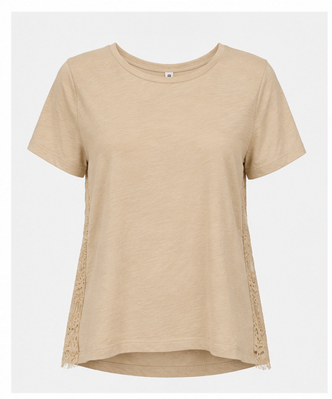 Blusa Básica con Detalles de Encaje para Mujer