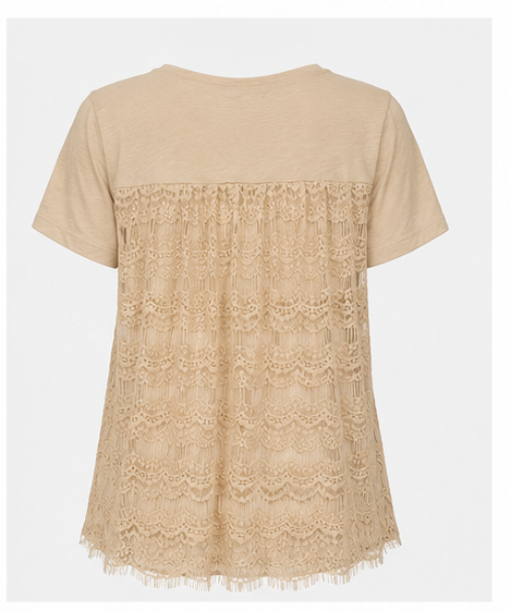 Blusa Básica con Detalles de Encaje para Mujer