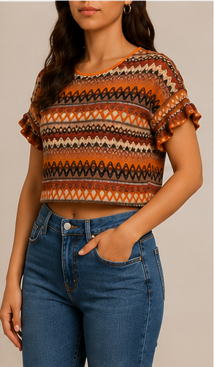 op Crop Estampado de Inspiración Étnica
