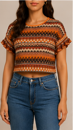 op Crop Estampado de Inspiración Étnica