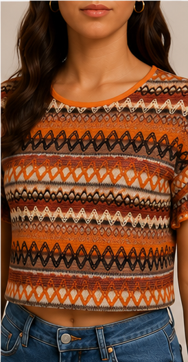 op Crop Estampado de Inspiración Étnica
