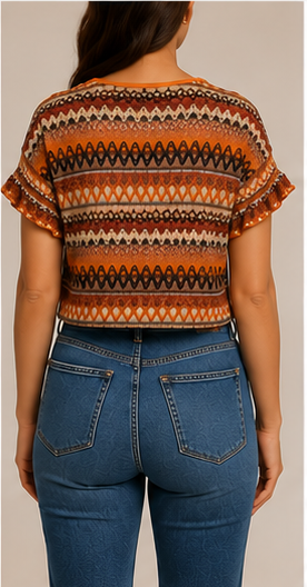 op Crop Estampado de Inspiración Étnica