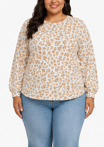 Blusa Estampada Animal Print de Manga Larga