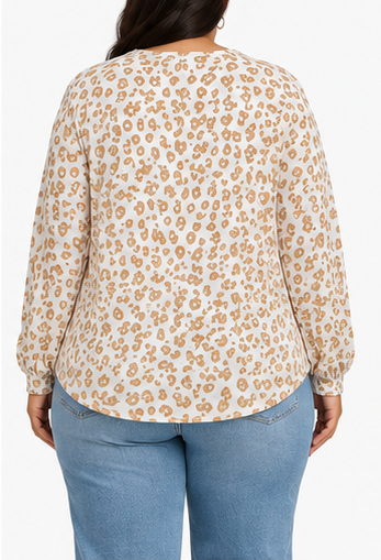 Blusa Estampada Animal Print de Manga Larga