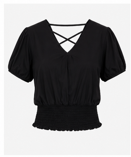 Blusa Crop con Escote Cruzado para Mujer
