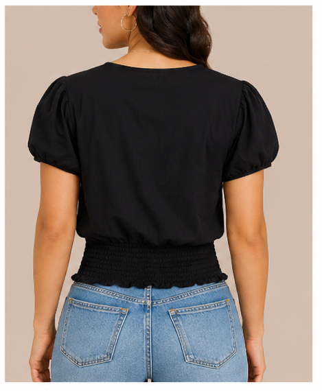 Blusa Crop con Escote Cruzado para Mujer