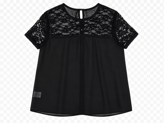 Blusa con Encaje Transparente – Color Negro