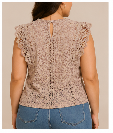 Blusa de Encaje Floral sin Mangas para Mujer