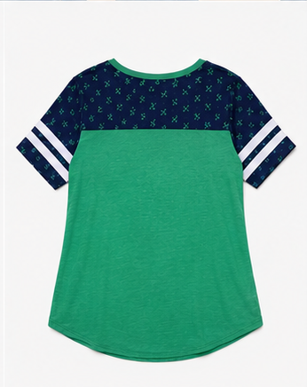 Blusa Bicolor con Estampado de Anclas