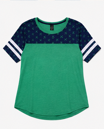 Blusa Bicolor con Estampado de Anclas