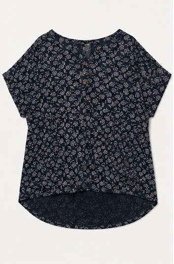 Blusa Estampada Floral de Manga Corta