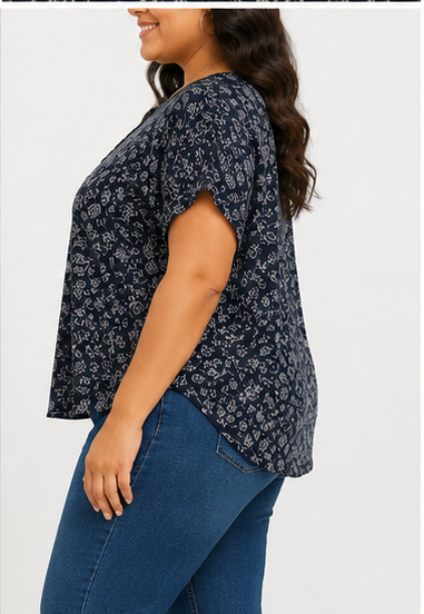 Blusa Estampada Floral de Manga Corta