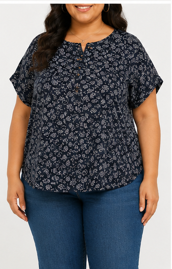 Blusa Estampada Floral de Manga Corta