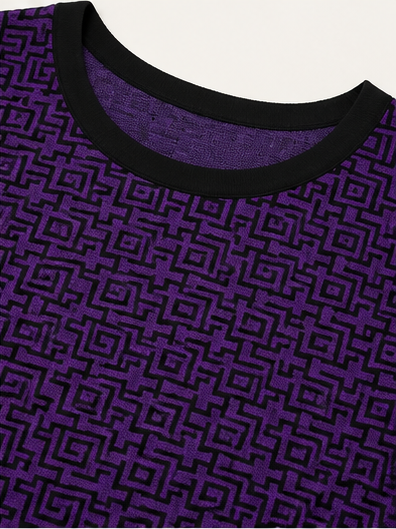 Blusa Estampada Geométrica de Manga 3/4
