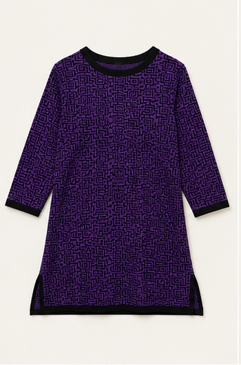 Blusa Estampada Geométrica de Manga 3/4