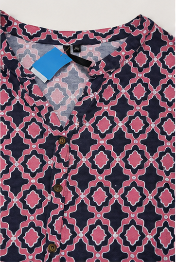 Blusa Estampada de Manga 3/4 Plus Size