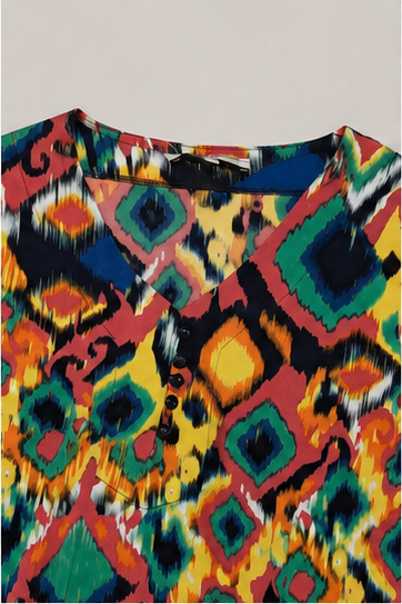 Blusa Estampada Multicolor de Manga 3/4