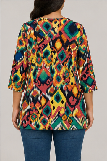 Blusa Estampada Multicolor de Manga 3/4