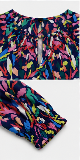 Blusa Estampada Multicolor de Manga 3/4