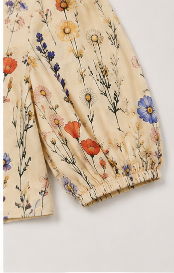 Blusa Peplum Beige con Estampado Floral