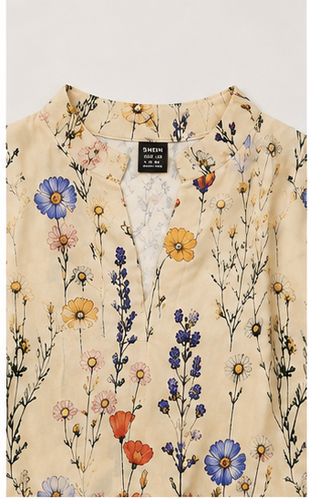 Blusa Peplum Beige con Estampado Floral