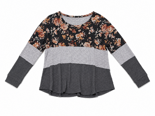 Blusa Floral de Bloques para Mujer
