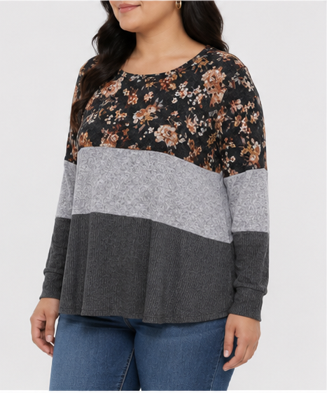 Blusa Floral de Bloques para Mujer