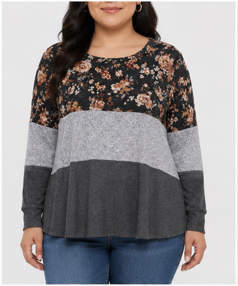 Blusa Floral de Bloques para Mujer