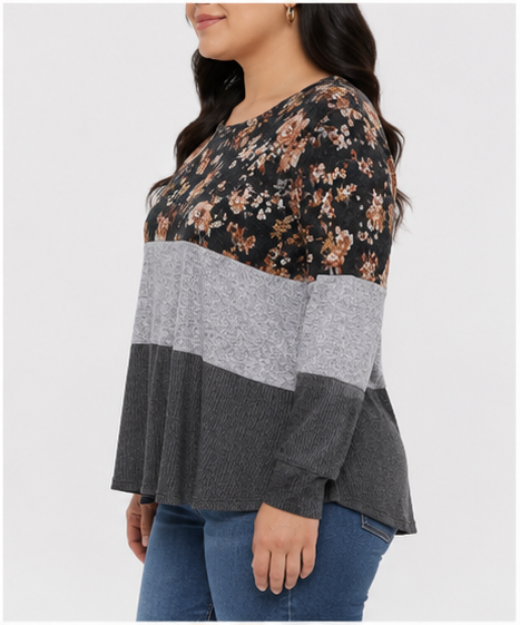 Blusa Floral de Bloques para Mujer