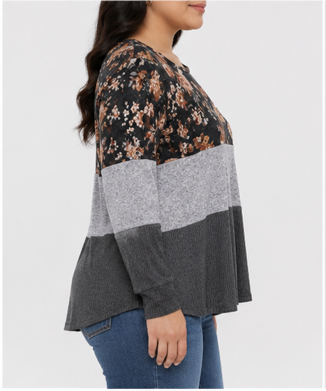 Blusa Floral de Bloques para Mujer