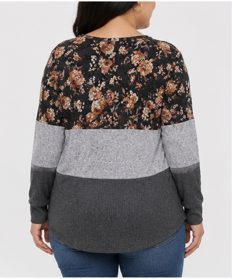 Blusa Floral de Bloques para Mujer