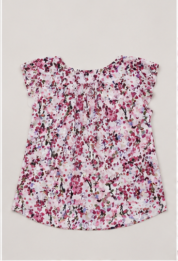 Blusa Floral con Olanes en las Mangas