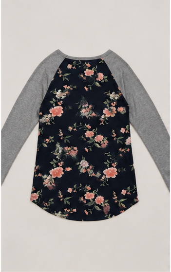 Blusa Floral con Mangas Raglán