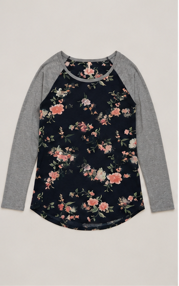 Blusa Floral con Mangas Raglán