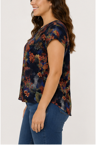 Blusa Floral de Manga Corta