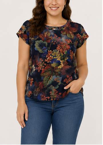 Blusa Floral de Manga Corta