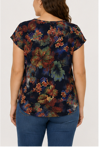 Blusa Floral de Manga Corta