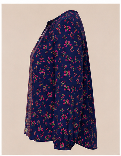 Blusa floral de manga larga con detalles bordados