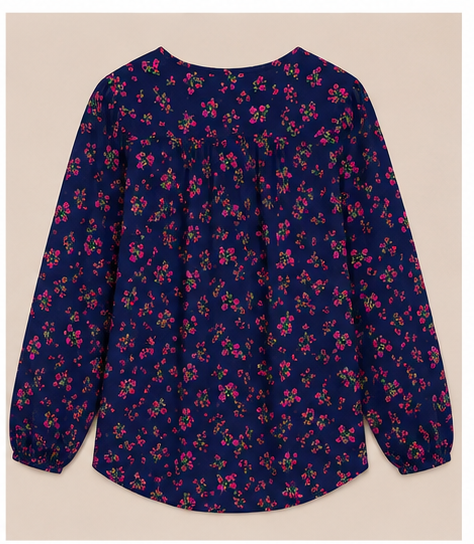 Blusa floral de manga larga con detalles bordados