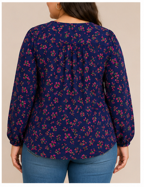 Blusa floral de manga larga con detalles bordados