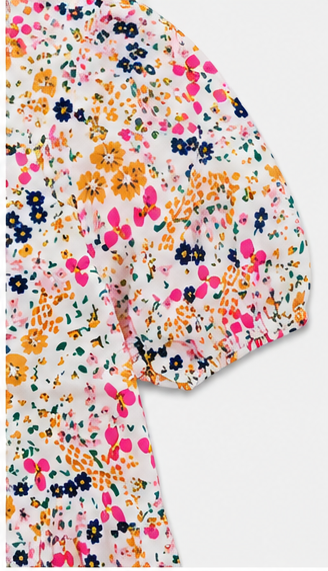 Blusa Floral de Manga Corta con Corte Peplum