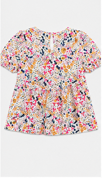 Blusa Floral de Manga Corta con Corte Peplum