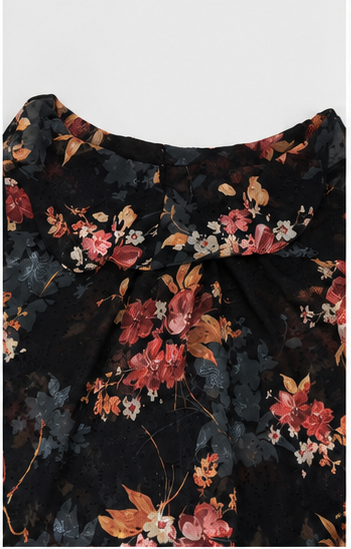 Blusa Floral de Manga Larga con Escote de Volantes