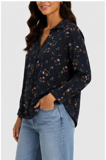 Blusa Floral de Manga Larga