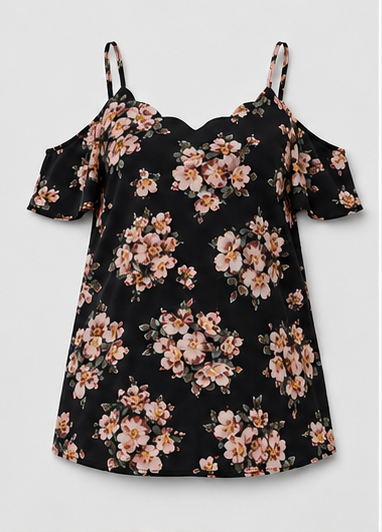 Blusa Floral de Hombros Descubiertos